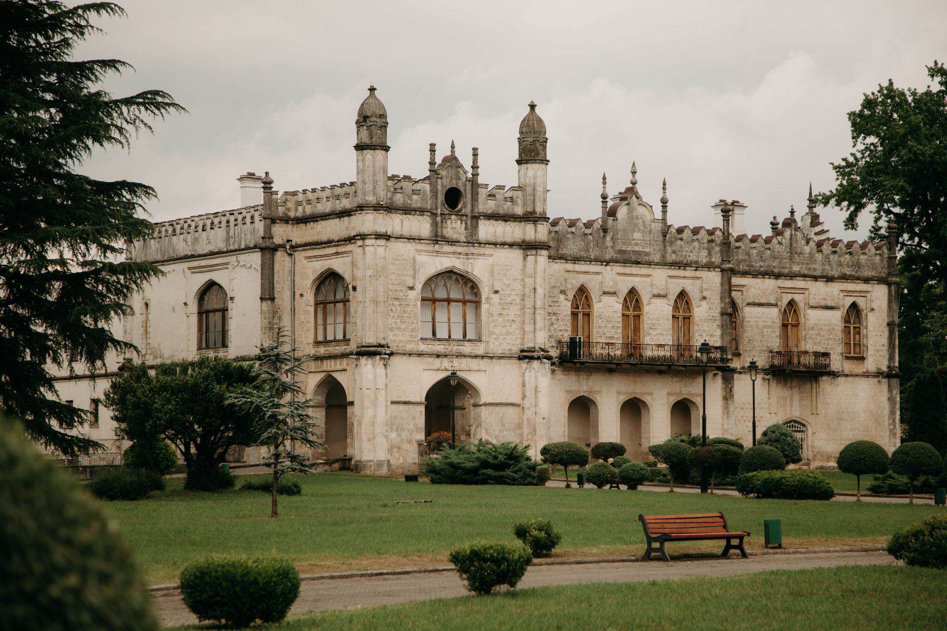 Historic Georgian castle surrounded by gardens
