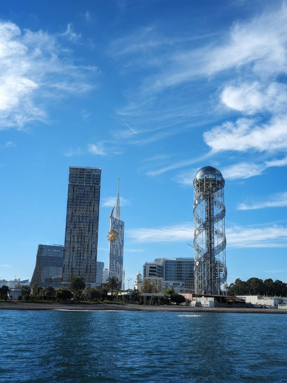 Batumi seaside skyline and beach on the Black Sea coast