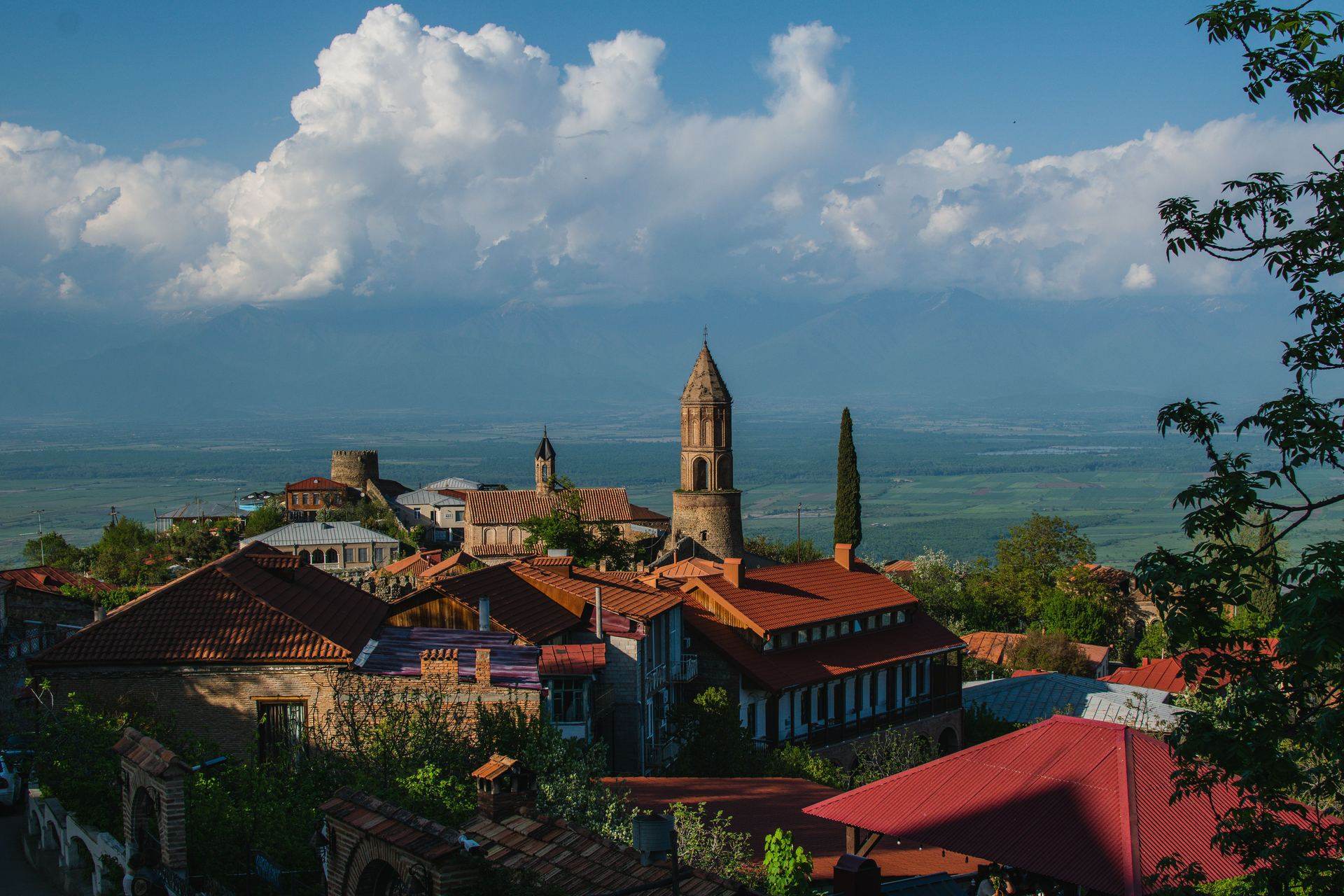 Hilltop rooftops of Sighnaghi overlooking the Alazani Valley